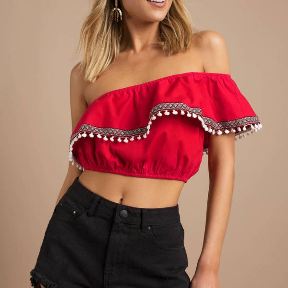 Judy Red One Shoulder Crop Top
